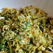 Warm Brussels Sprouts Slaw with Asian Citrus Dressing