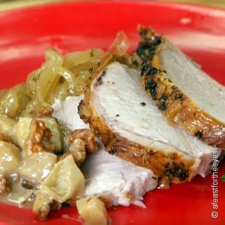 Roasted Pork Loin with Cider and Chunky Applesauce