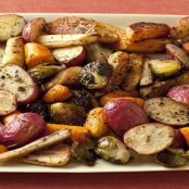 Roasted Potatoes, Carrots, Parsnips and Brussels Sprouts | Food Network UK