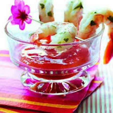Jumbo Marinated Shrimp with Mango-Peach Salsa