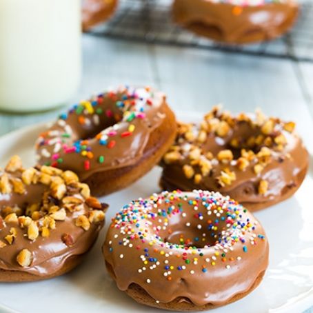 Baked Nutella Doughnuts with Nutella Glaze