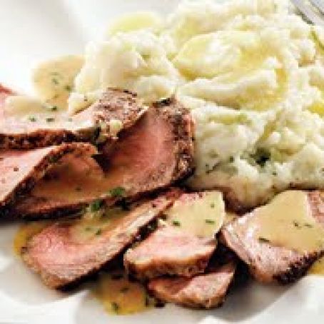 Pan-Seared Strip Loins with Cashel Blue Sauce