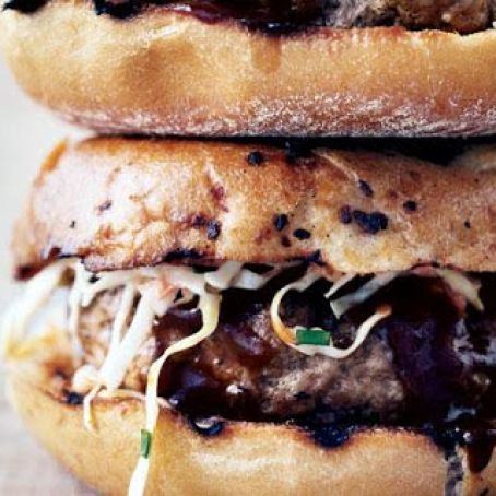 BBQ PORK BURGERS w/SLAW