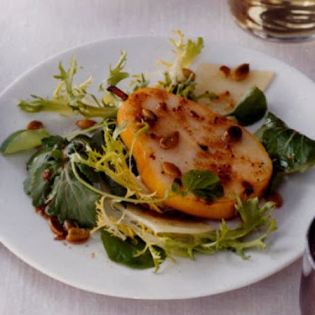 SPICY GREEN SALAD WITH MANCHEGO AND PEARS
