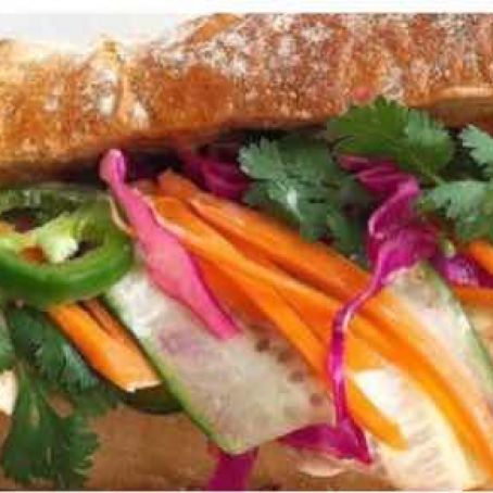 Grilled Chicken Banh-Mi with Pickled Vegetables and Sriracha Mayo