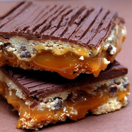 Chocolate Chip Cookie Dough Billionaire Bars