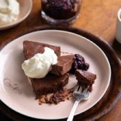 Bittersweet Chocolate Mousse in Phyllo with Raspberry Sauce