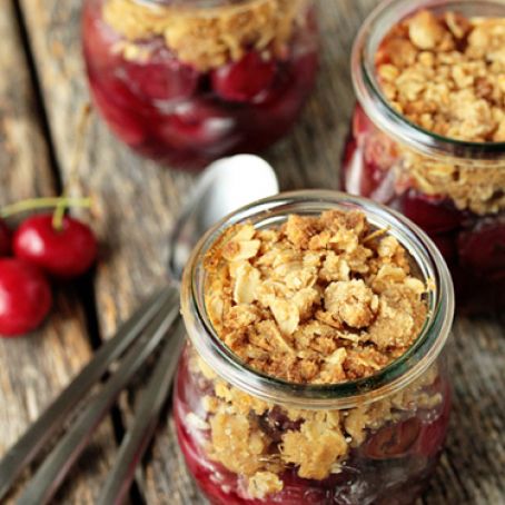 Simple Cherry Crisp in Jars