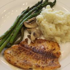 Cod with Asparagus and Mashed Cauliflower