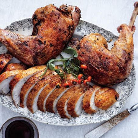 Brined Roast Turkey Breast with Confit Legs