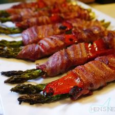Roasted Bacon-Wrapped Asparagus and Red Pepper Bundles
