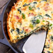 SPINACH, BACON, CHEESE QUICHE WITH SWEET POTATO CRUST