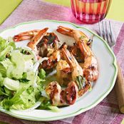 Mom's Pancetta-Wrapped Shrimp with Sage and Fennel and Celery Salad