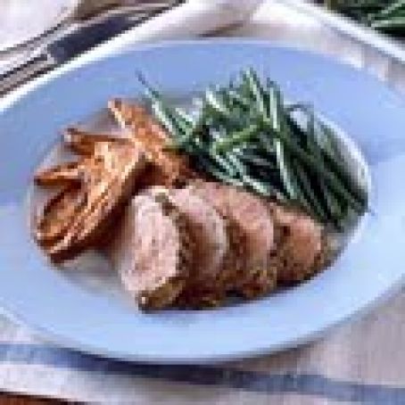 Pork Tenderloin with Dijon-Fennel Rub and Sweet-Potato Fries