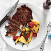 Steak With Roasted Parsnips, Tomatoes & Scallions
