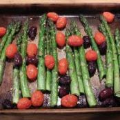 Pan-Roasted Asparagus with Cherry Tomatoes and Black Olives