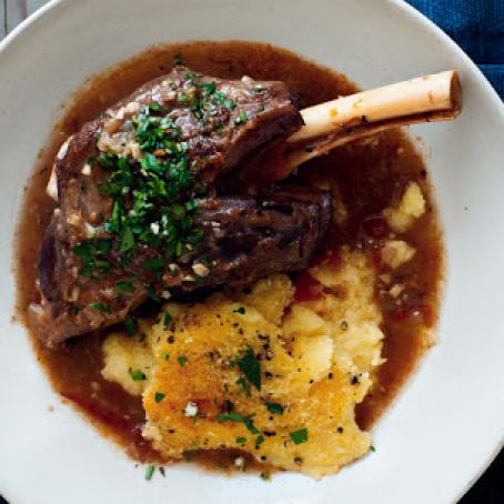 Braised Lamb Shanks with Gremolata and Baked Polenta