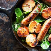 Pan-Seared Sausage with Lady Apples and Watercress