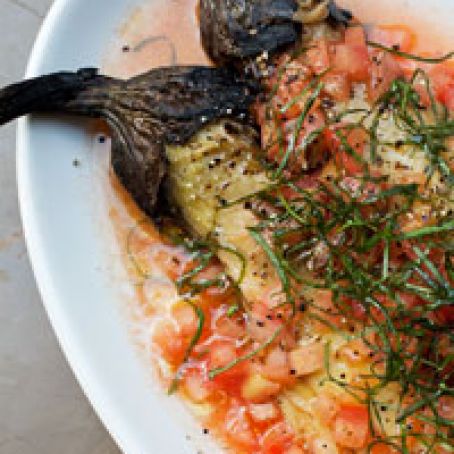 Roasted Eggplant with Tomato Dressing