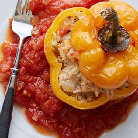 Peppers Stuffed with Herbed Ground Turkey and Rice