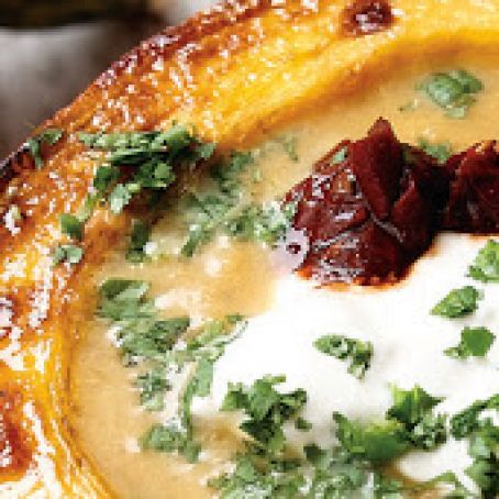 Winter Squash Soup with Chipotle Peppers and Cream