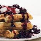 Buttermilk Waffles with Cherry-Almond Sauce