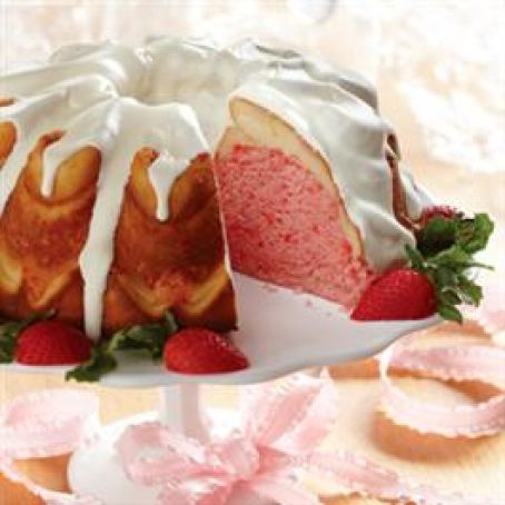 Strawberry Cream Cheese Ribbon Cake