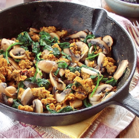 Chickpea scramble with Mushroom and Spinach