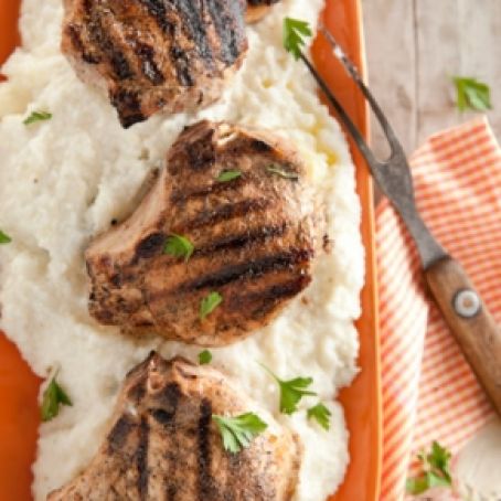 Stuffed Pork Chops with Grits