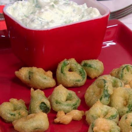 Jalapeno Bottle Caps with Blue Cheese Dip