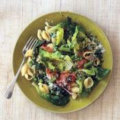 Pasta with Peas, Asparagus, Butter Lettuce, and Prosciutto