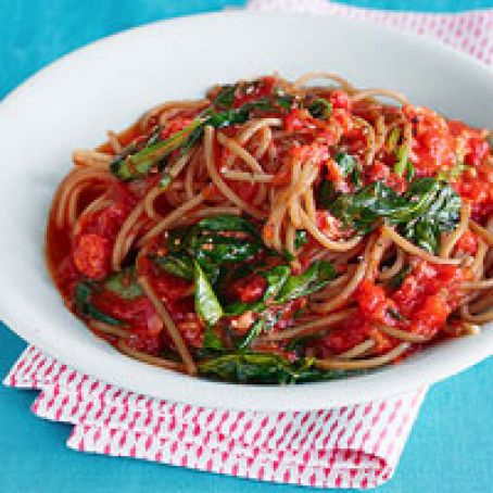 Spaghetti with Buttery Tomato Sauce & Farm Spinach