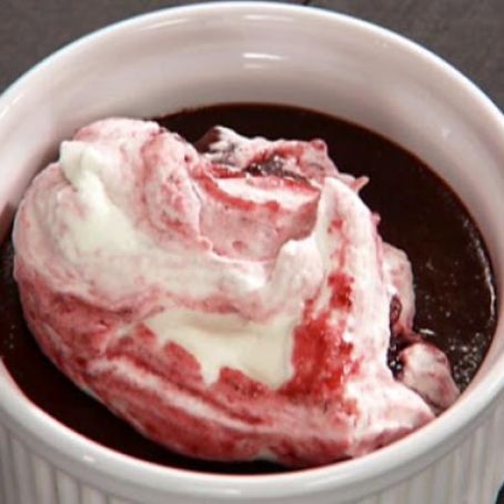 Chocolate Pots De Creme with Cherry Whip