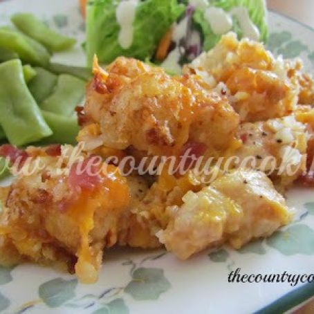 Cheesy Chicken Tater Tot Casserole {Slow Cooker}