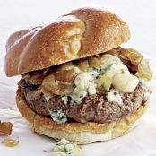 Beef Burgers with Blue Cheese & Caramelized Onions