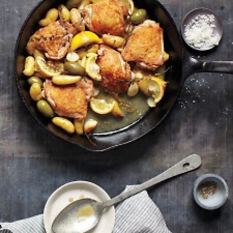 Braised Chicken with Potatoes, Olives, and Lemon