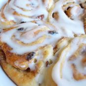 Cinnamon Raisin Buns with glaze