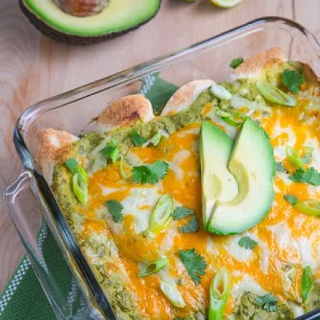 Chicken and Avocado Enchiladas in Creamy Avocado Sauce