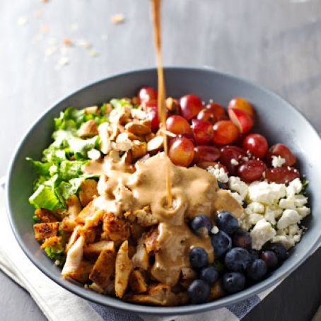 Rainbow Chicken Salad with Almond Honey Mustard Dressing