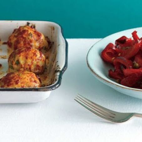 BAKED CHICKEN MEATBALLS w/PEPERONATA