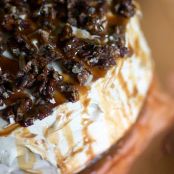 Pumpkin Caramel Layer Cake with Cinnamon Pecan Topping