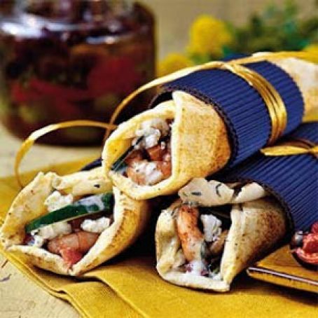 Grilled-Shrimp Gyros with Herbed Yogurt Spread