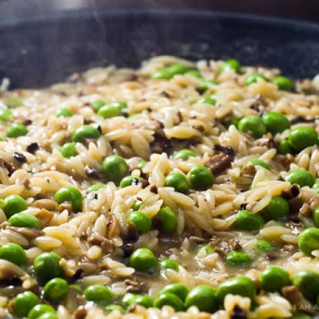 Orzo Risotto with Sausage, Artichokes and Mushrooms