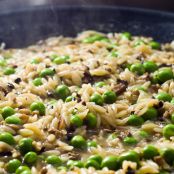 Orzo Risotto with Sausage, Artichokes and Mushrooms