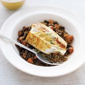 Halibut With Lentils and Mustard Sauce