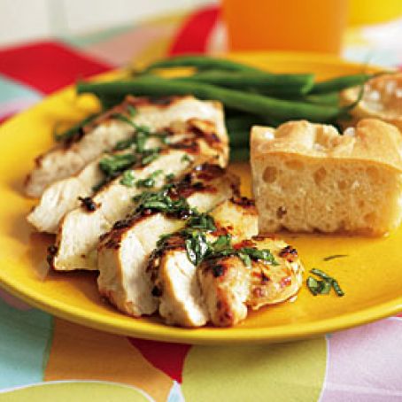 Mustard & Coriander Chicken Breasts with Lemon-Basil Vinaigrette