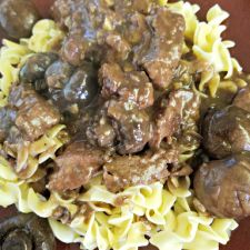 Beef Stew with Mushrooms and Penne Pasta