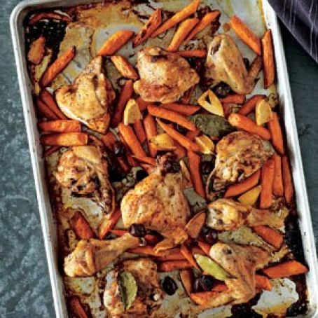 Roasted Chicken and Carrots with Olives and Lemon