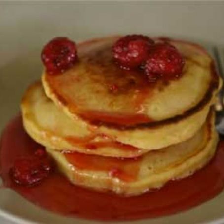 Orange-Ricotta Pancakes with Raspberry-Orange Syrup