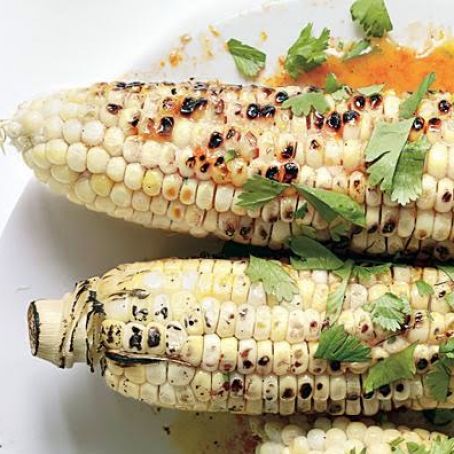 GRILLED CORN w/HOISIN-ORANGE BUTTER